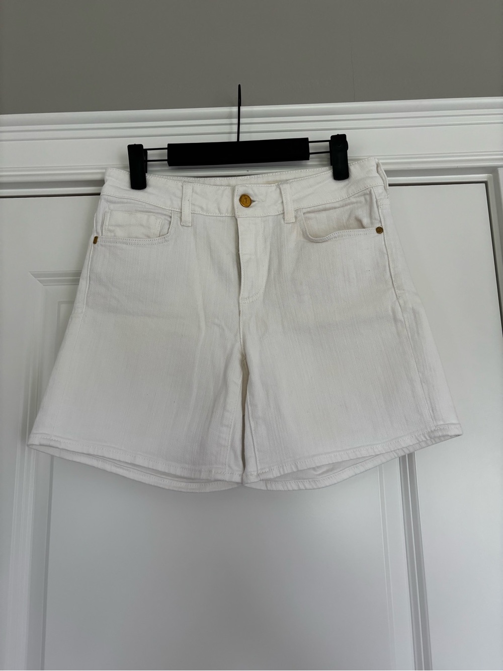 Pilcro and the Letterpress White Denim High-Rise Shorts